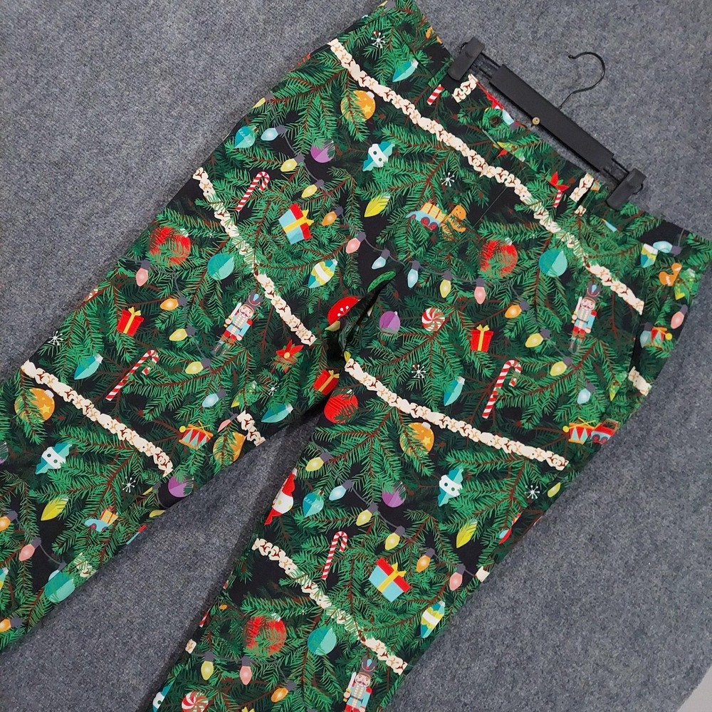 Shinesty Pants‎ Mens 42x35 Green Christmas Tree Lights Novelty Holiday Party